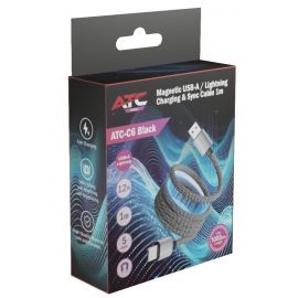 ATC-C6 Μαγνητικό Καλώδιο Φόρτισης & Μεταφοράς Δεδομένων USB-A σε Lightning 12W 1m Μαύρο