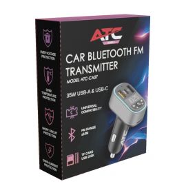 ATC-CA07 Μεταδότης FM Αυτοκινήτου με 2 Θύρες USB-A & Type-C και Υποδοχή SD 35W