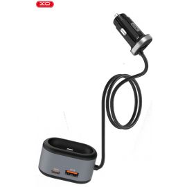 XO CC29 4 in 1 Φορτιστής Αυτοκινήτου (PD+QC3.0+2.4A+ TWS Gen 1/2 Lightning Charging Port) Μαύρο+γκρί