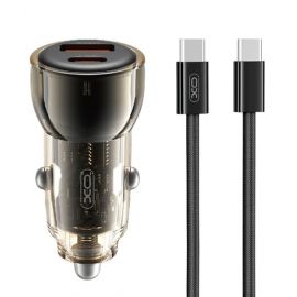 XO CC60 Smart Διαφανής Φορτιστής Αυτοκινήτου A30+C30 60W+Type-c Καφέ