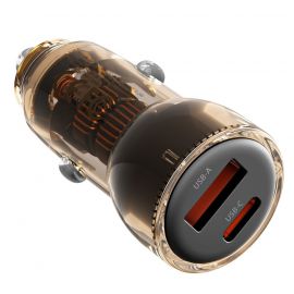 XO CC60 Smart Διαφανής Φορτιστής Αυτοκινήτου A30W+C30W/Ταυτόχρονη 60W Καφέ
