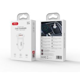 XO CC69 Μικρός Smart Φορτιστής Αυτοκινήτου USB-A & Type-C 30W Λευκός