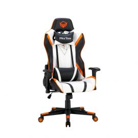 MT-CHR15 Gaming Καρέκλα / Μαύρο + Άσπρο + Πορτοκαλί