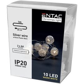 Entac Christmas Indoor Cracking Plastic Ball Light 10LED WW 1m (2AA excl.)