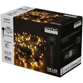 Entac Christmas IP44 100 LED String WW 10m with Solar Spike