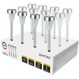 Entac Garden Solar Lamp 40cm Stainless Steel with Mosaic Glass 1 LED RGB (12 τμχ)
