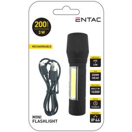 Entac Φακός Επαναφορτιζόμενος 3W + COB