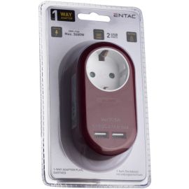 Entac Πρίζα Σούκο με 2 Θύρες USB  (total 2.1A) Μπορντό