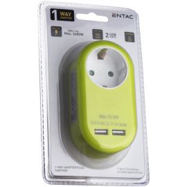 Entac Πρίζα Σούκο με 2 Θύρες USB  (total 2.1A) Λάιμ