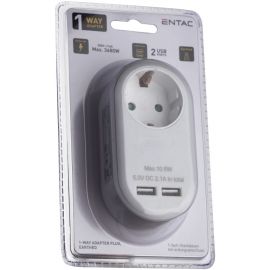Entac Πρίζα Σούκο με 2 Θύρες USB  (total 2.1A) Άσπρο