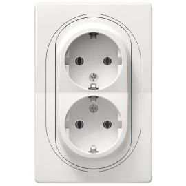 EON E604.00 Double-pole socket outlet double with polycarbonate insert, white
