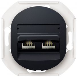 EON E614.E1 Data socket double without cover frame 2xRJ45 Cat 5e UTP, soft-touch black