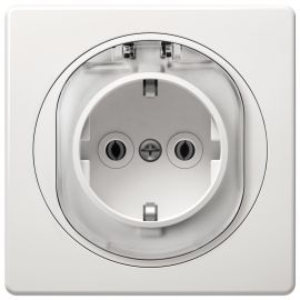 EON Double-pole socket outlet with polycarbonate insert and cover, white