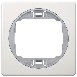 EON E6801.K2S One-gang frame 80x80, soft-touch white with silver holder