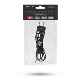 Entac Rewireable Καλώδιο 2G0.75 με Διακόπτη ON/OFF Μαύρο 1m 