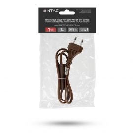 Entac Rewireable Καλώδιο 2G0.75 με Διακόπτη ON/OFF Καφέ 1m 