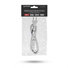 Entac Rewireable Καλώδιο 2G0.75 με Διακόπτη ON/OFF Λευκό 2.5m