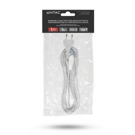 Entac Rewireable Καλώδιο 2G0.75 με Διακόπτη On/Off Λευκό 5m