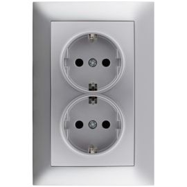Entac Arnold Recessed wall socket 2x earthed Silver