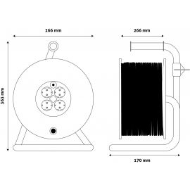 Entac Socket Cable Reel 4 Sockets 50m