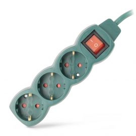 Entac Πολύπριζο 3 Θέσεων με Διακόπτη S1 3G1.5 Πράσινο 5m