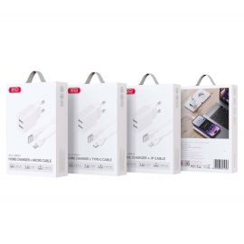 XO L109 (UK) Dual USB-A 2.4A Charger with Type-C cable