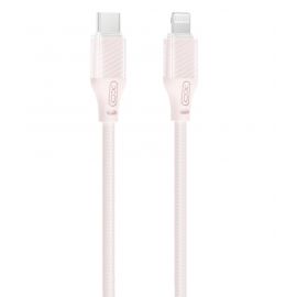 XO NB-Q291A Καλώδιο Φόρτισης & Μεταφοράς Δεδομένων Lighting σε Type-C Πλεκτό 27W Ροζ 1m