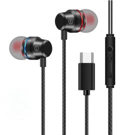 ATC-HFr2 Ενσύρματα Ακουστικά Handsfree Type-C Μεταλικό Μαύρο