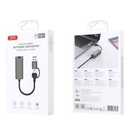 XO HUB018 Αντάπτορας Δικτύου USB σε Type-C 2-σε-1 RJ45 100Mbs