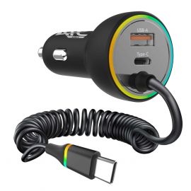 ATC-CA08 Φορτιστής Αυτοκινήτου με 2 Θύρες USB-A & Type-C και Καλώδιο Type-C 70W 