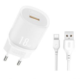 XO L157(EU) QC3.0 Φορτιστής 18W Καλώδιο TYPE-C Λευκό