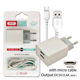 XO L65EU 2.4A Διπλής Θύρας USB Φορτιστής for Micro