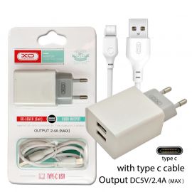 XO L65EU 2.4A Διπλής Θύρας USB Φορτιστής for Type-C
