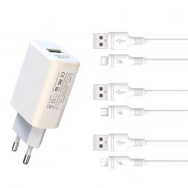 XO L85D (EU) QC3.0 18W Γρήγορης Φόρτισης Φορτιστής με Micro Καλώδιο