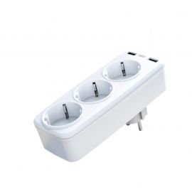 XO WL08 Πολύπριζο EU Smart Τοίχου (3AC+2USB 2.4A) Άσπρο