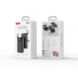 XO PR280 Powerbank  με καλώδια USB-A, Type-C, Micro USB & για iPhone, με Οθόνη, 30.000 mAh