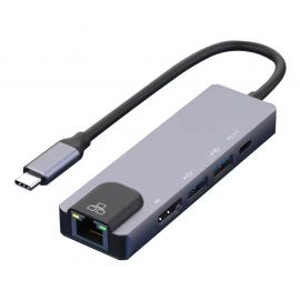 Μετατροπέας 5in1 RJ45 USB3.0x2 PD 4K 60HZ HDTV