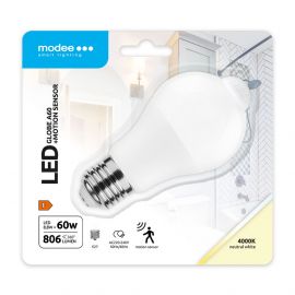Modee LED Smart Σφαιρική Λάμπα με Αισθητήρα PIR A60 8,8W E27 270° 4000K (806 lumen)