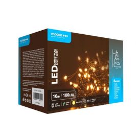 Modee Lighting Χριστουγεννιάτικα Φωτάκια LED με Αντάπτορα (100LED/10m/10cm) Θερμό