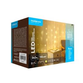 Modee Χριστουγεννιάτικα Διακοσμιτικά Φωτάκια LED για το Παράθυρο με Αντάπτορα (192 LEDs/3m x 2m) Θερμό Λευκό