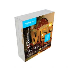 Modee Χριστουγεννιάτικα Διακοσμητικά Φωτάκια LED με Μπαταρία (10LED/120cm/10cm) Θερμό Λευκό