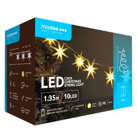 Modee Χριστουγεννιάτικα Διακοσμητικά Φωτάκια LED Μπαταρίας (10LED/165cm/15cm) Θερμό Λευκό