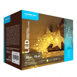 Modee Χριστουγεννιάτικα Διακοσμητικά Φωτάκια LED Μπαταρίας (10LED/120cm/10cm) Θερμό Λευκό