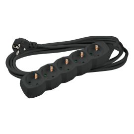 Technik Πολύπριζο 5 Θέσεων με 1.5 mm² Καλώδιο Χαλκού 16A Μαύρο 3m