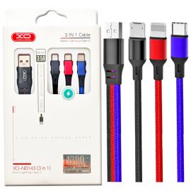 XO NB143 3 in 1 braided data cable 1.2M