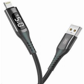 XO NB162 2.4A USB Καλώδιο Φόρτισης για Lightning με Ψηφιακή Ένδειξη Μαύρο