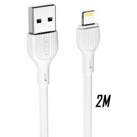 XO NB200 2.4A USB Καλώδιο Φόρτισης Lightning 2m Άσπρο