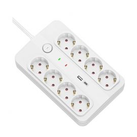 Technik Πολύπριζο 8 Θέσεων 1,5m (1,5mm2) + USB-A-C+ Surge + Διακόπτης 16A