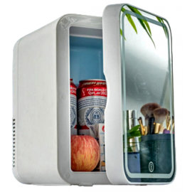 XO CZ015 Μίνι Ψυγείο διπλής χρήσης για το σπίτι και το αυτοκίνητο με καθρέφτη μακιγιάζ, 8 ιντσών